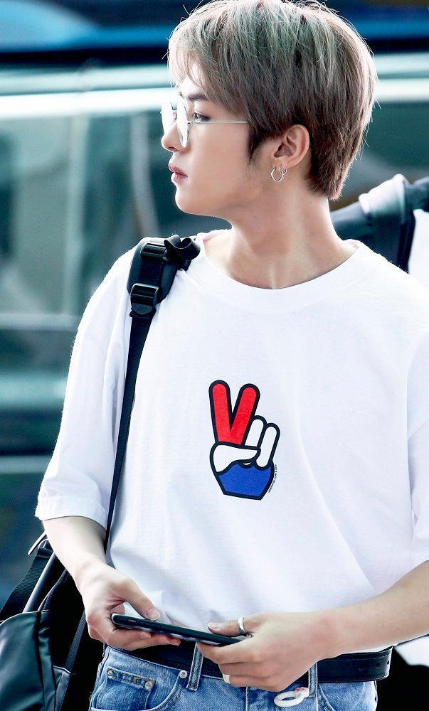 White Peace Sign Printed T-Shirt