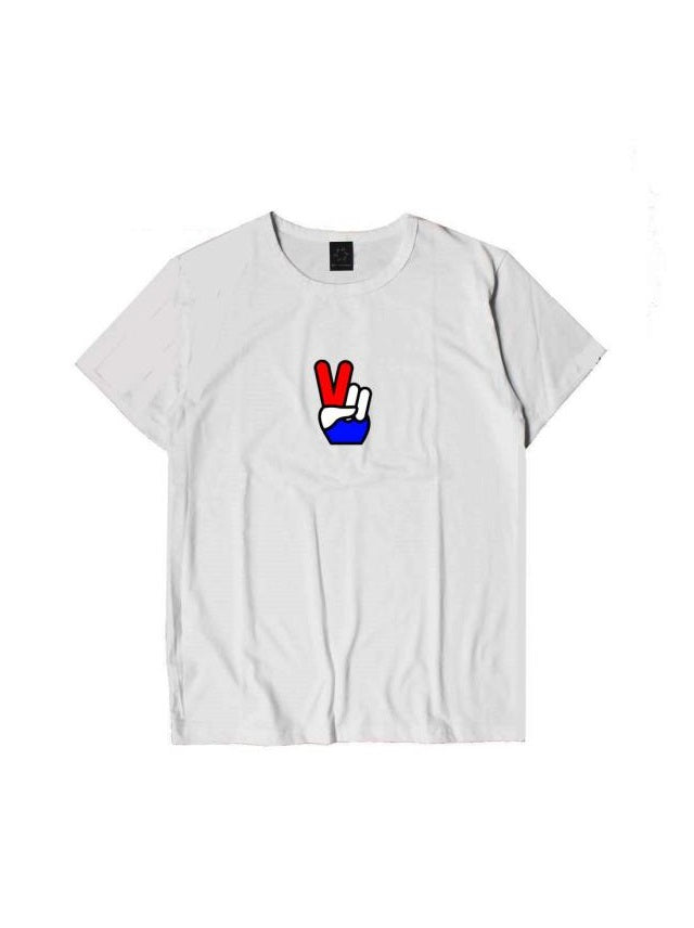 White Peace Sign Printed T-Shirt