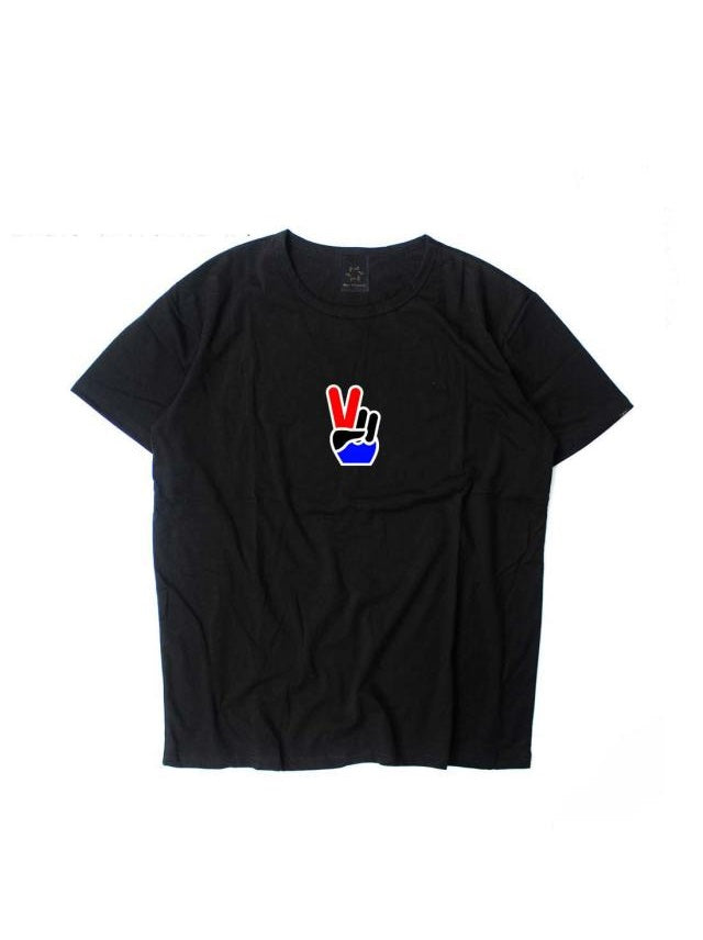White Peace Sign Printed T-Shirt