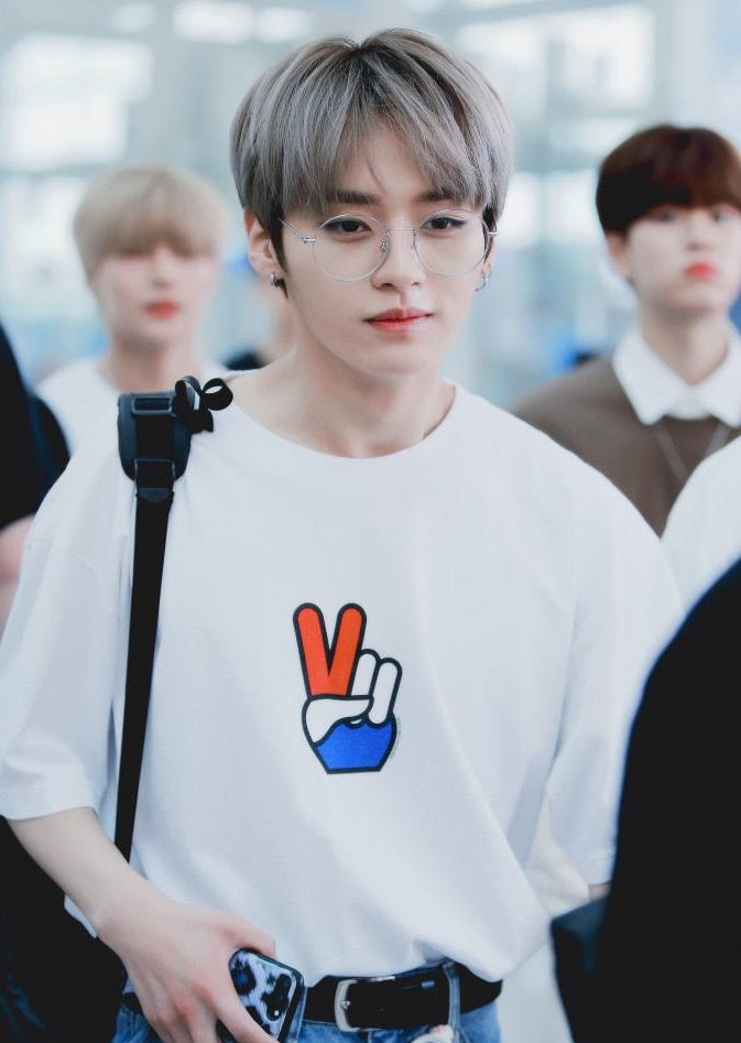 White Peace Sign Printed T-Shirt