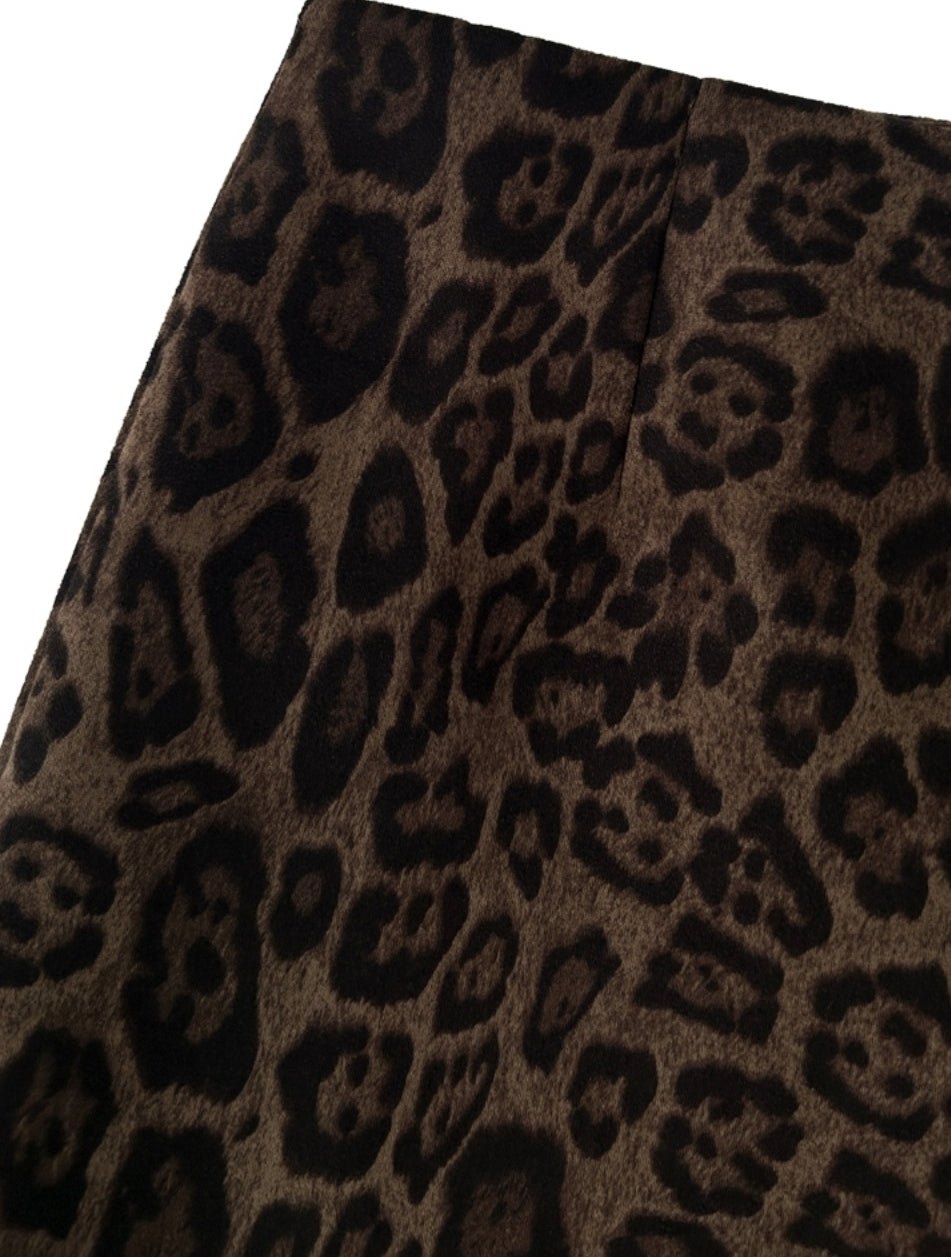 Leopard Print Slim Fit A Line Mini Skirt