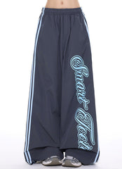 Letter Stripe Wide Leg Pants