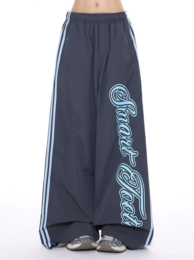 Letter Stripe Wide Leg Pants