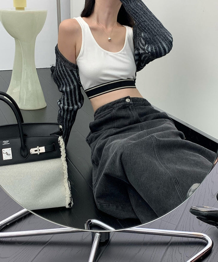 Black Ribbed Bolero Cardigan