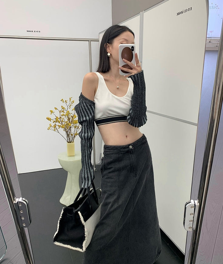 Black Ribbed Bolero Cardigan