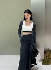 Black Ribbed Bolero Cardigan