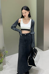 Black Ribbed Bolero Cardigan