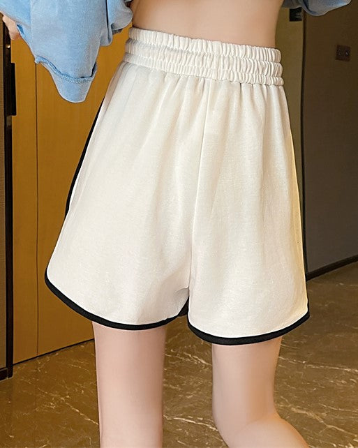 White Outlined Gym Shorts