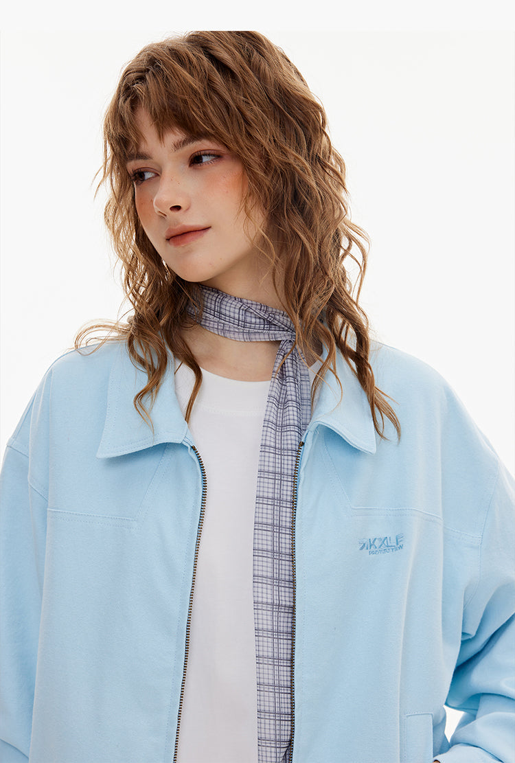Light Blue Collared Zip-Up Jacket