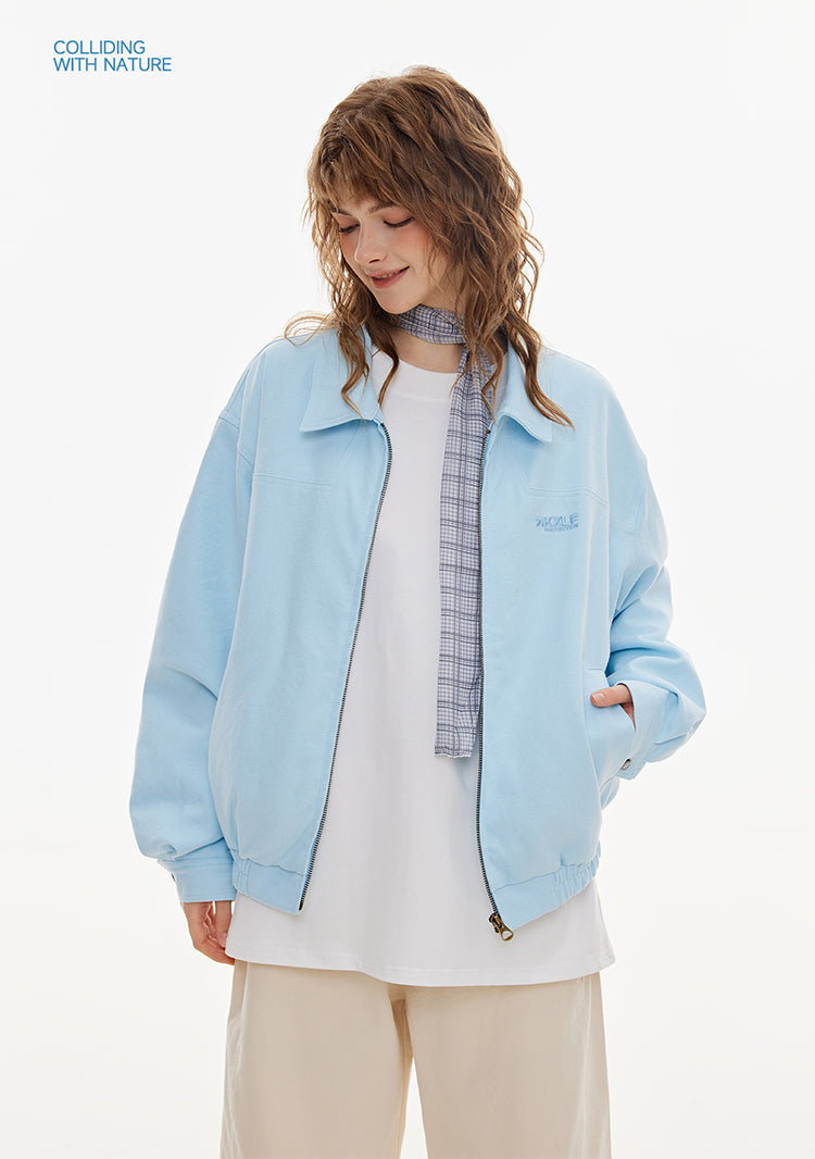 Light Blue Collared Zip-Up Jacket