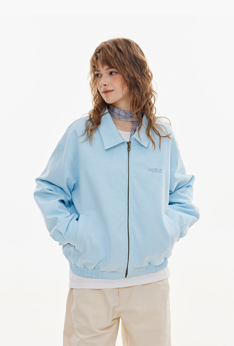 Light Blue Collared Zip-Up Jacket
