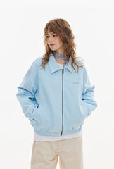 Light Blue Collared Zip-Up Jacket