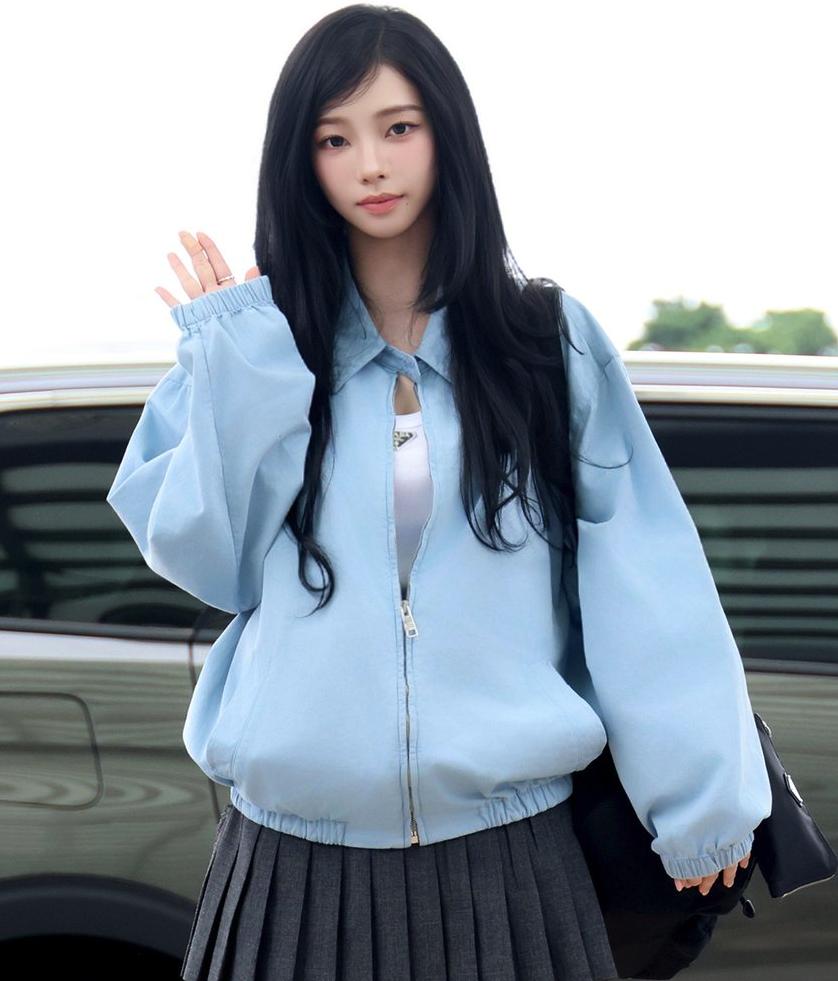 Light Blue Collared Zip-Up Jacket