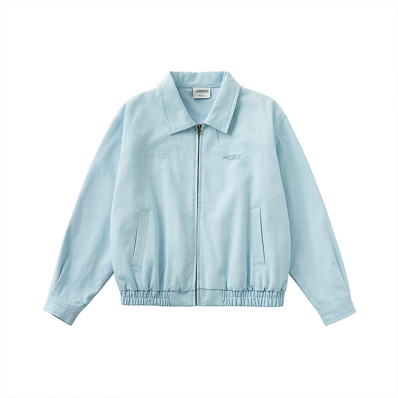 Light Blue Collared Zip-Up Jacket