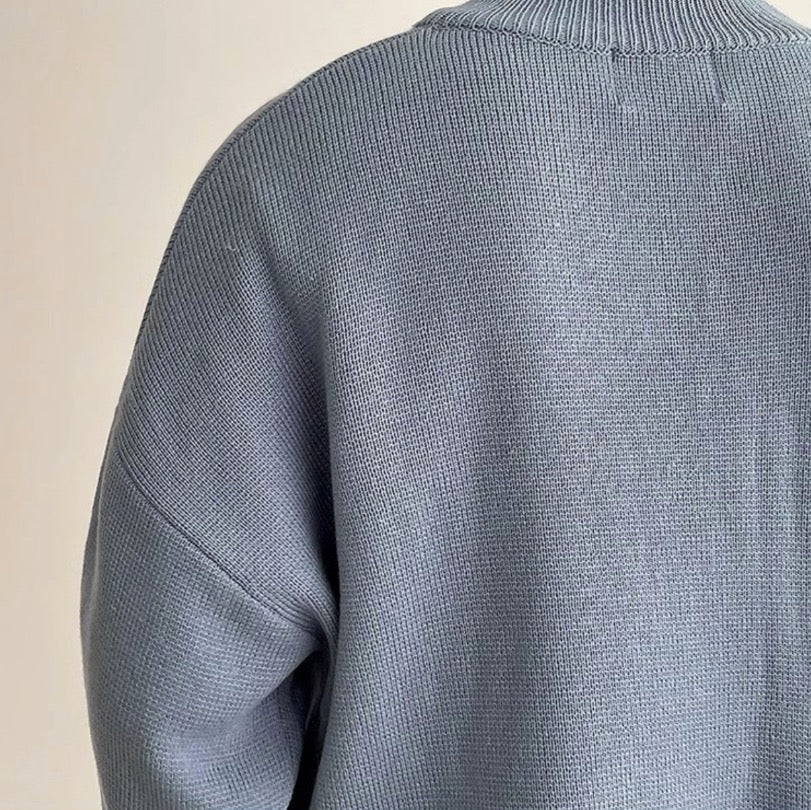 Light Blue Knit V-Neck Sweater