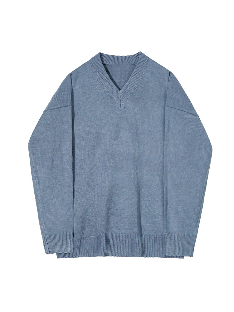 Light Blue Knit V-Neck Sweater