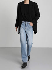 Light Blue Loose Straight Denim Pants