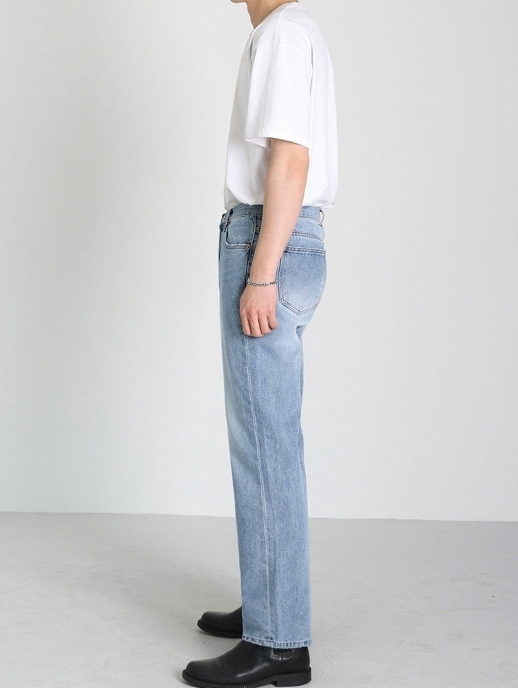 Light Blue Loose Straight Denim Pants