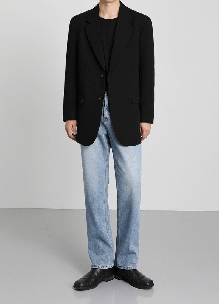 Light Blue Loose Straight Denim Pants