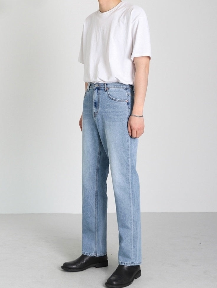 Light Blue Loose Straight Denim Pants