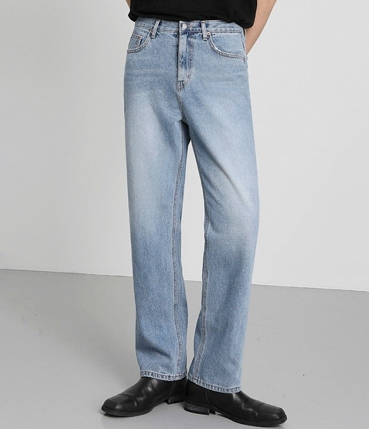 Light Blue Loose Straight Denim Pants