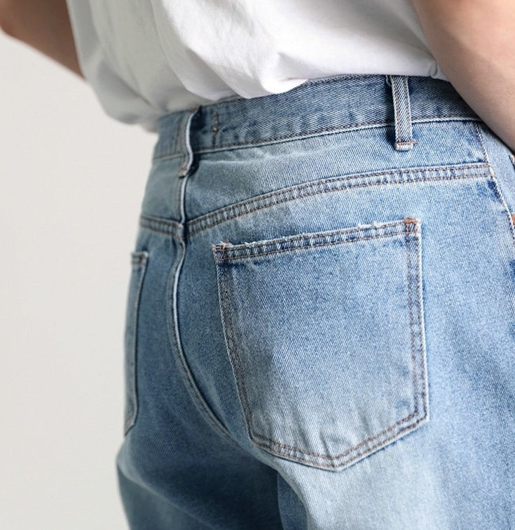 Light Blue Loose Straight Denim Pants