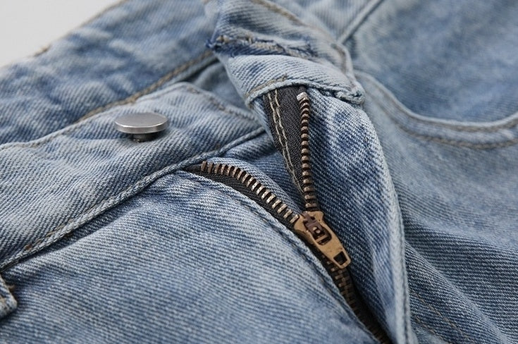 Light Blue Loose Straight Denim Pants