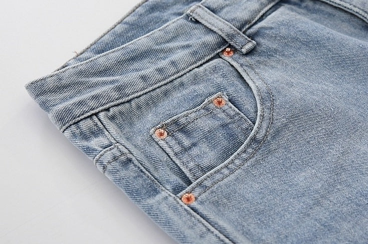 Light Blue Loose Straight Denim Pants