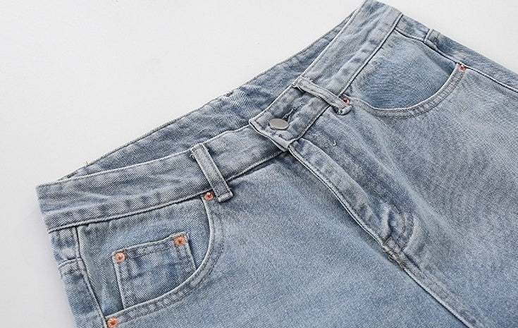 Light Blue Loose Straight Denim Pants