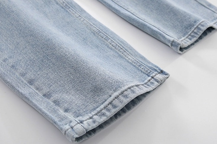 Light Blue Loose Straight Denim Pants