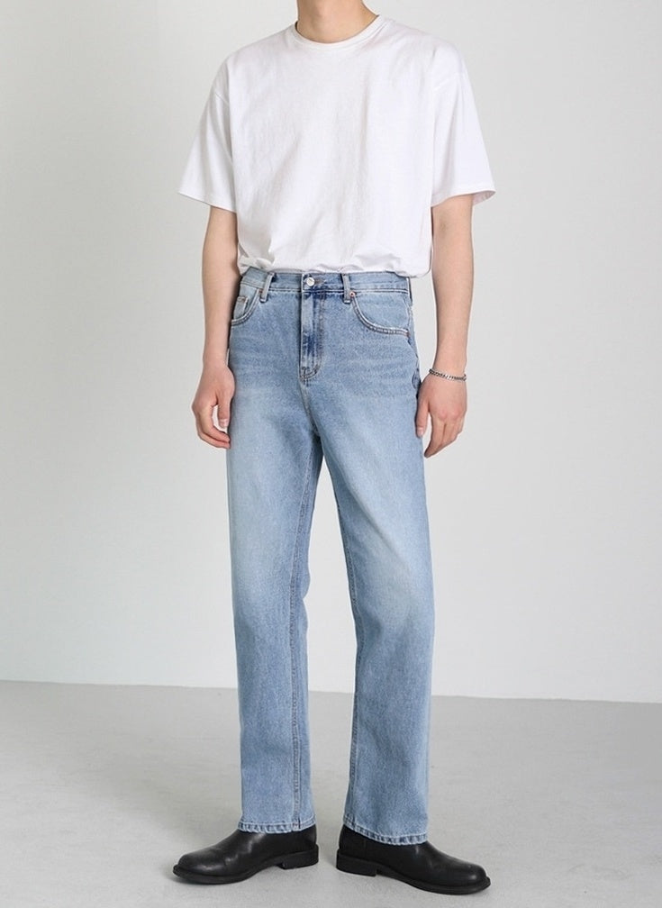 Light Blue Loose Straight Denim Pants