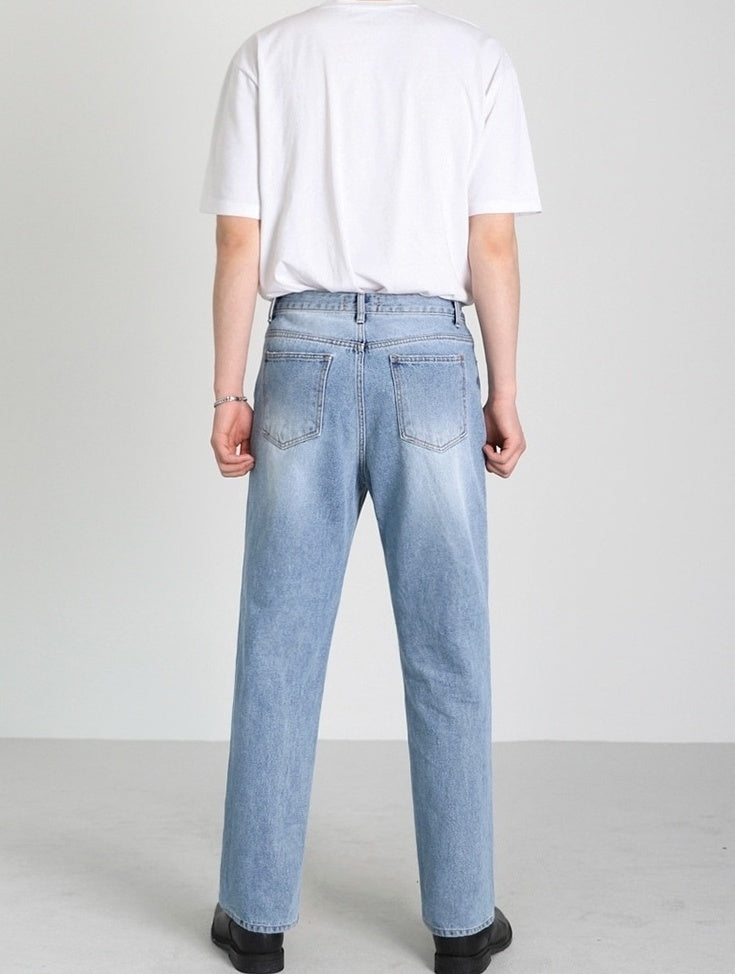 Light Blue Loose Straight Denim Pants
