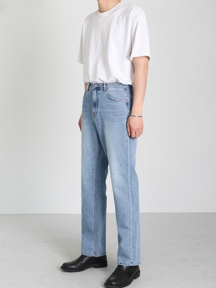 Light Blue Loose Straight Denim Pants