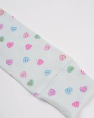 Light Blue Mini Hearts Printed Crop Hoodie