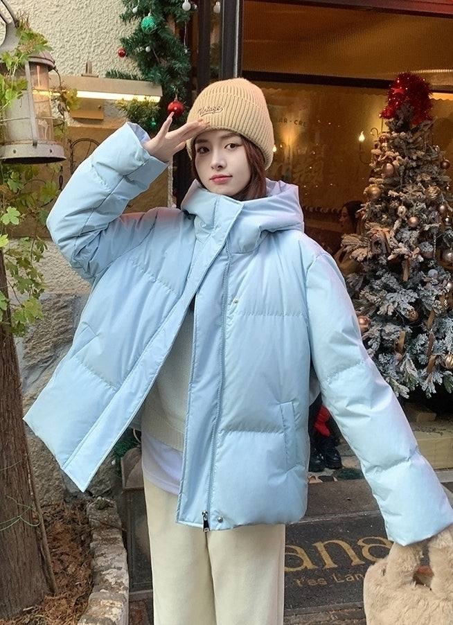 Light Blue Quilted Winter Jacket