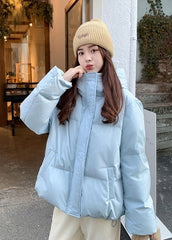 Light Blue Quilted Winter Jacket