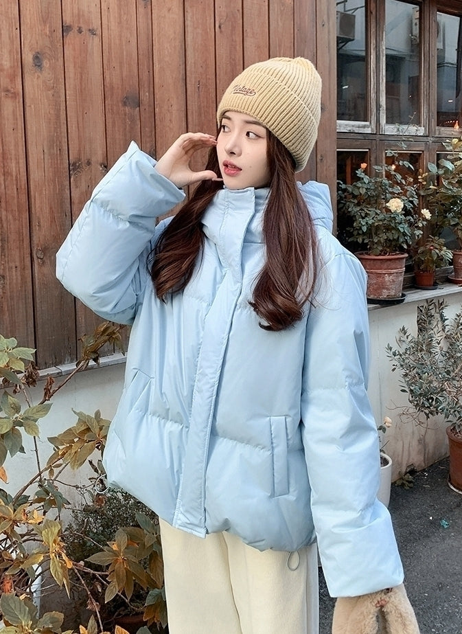 Light Blue Quilted Winter Jacket
