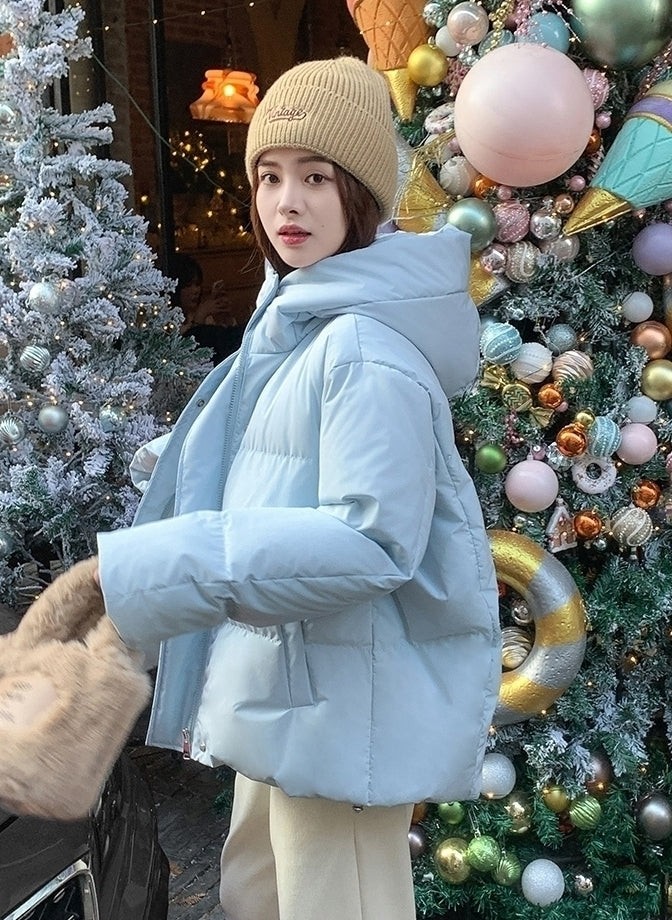 Light Blue Quilted Winter Jacket