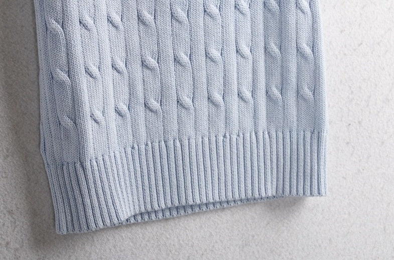 Light Blue Twist Pattern Knitted Sling Top
