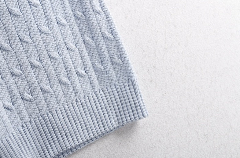 Light Blue Twist Pattern Knitted Sling Top