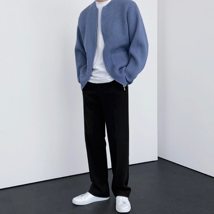 Light Blue Zip-Up Cardigan