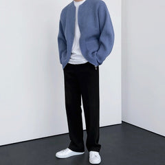 Light Blue Zip-Up Cardigan