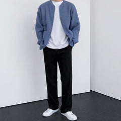 Light Blue Zip-Up Cardigan