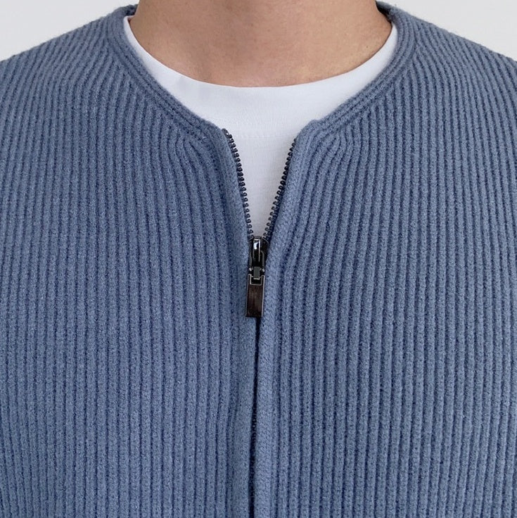 Light Blue Zip-Up Cardigan