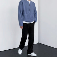 Light Blue Zip-Up Cardigan