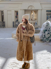 Light Brown Faux Fur Glam Coat