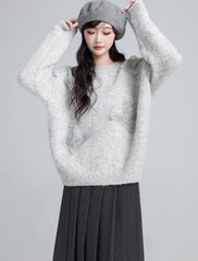 Light Gray Crewneck Butterfly Sweater