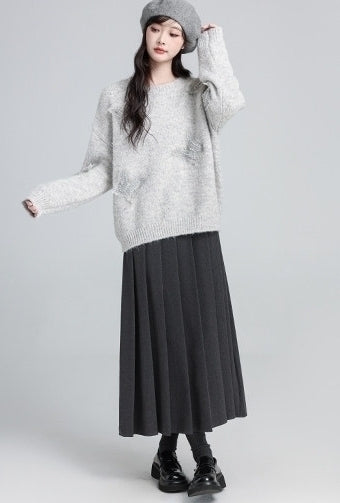 Light Gray Crewneck Butterfly Sweater