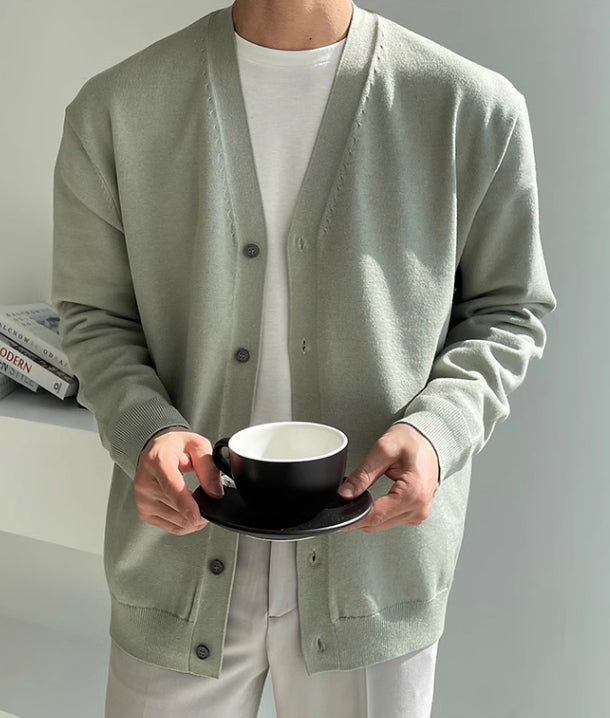 Light Green V-Neck Cardigan