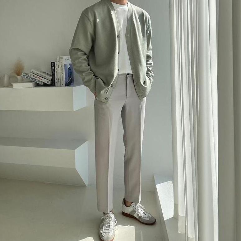 Light Green V-Neck Cardigan